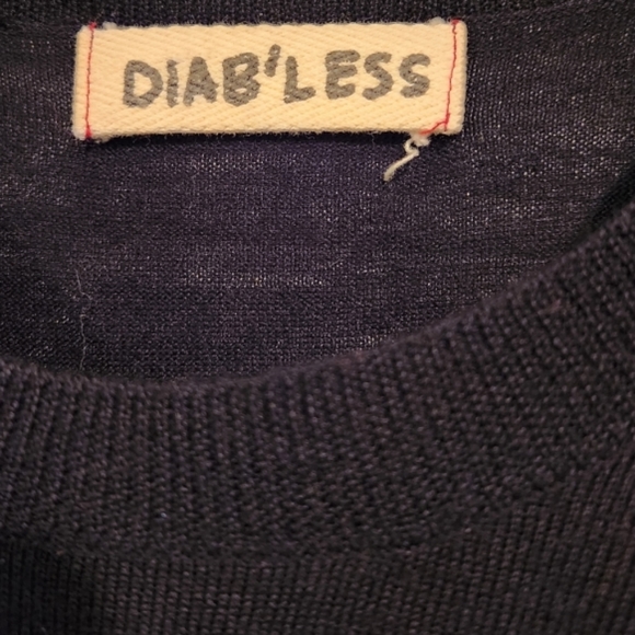 DIABLESS PARIS VINTAGE BLACK PUFF SLEEVE  KNIT SWEATER DRESS.SMALL - Picture 5 of 6